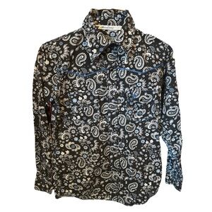 Kids Black blue Paisley Cowboy Hardware shirt with black pearl snaps